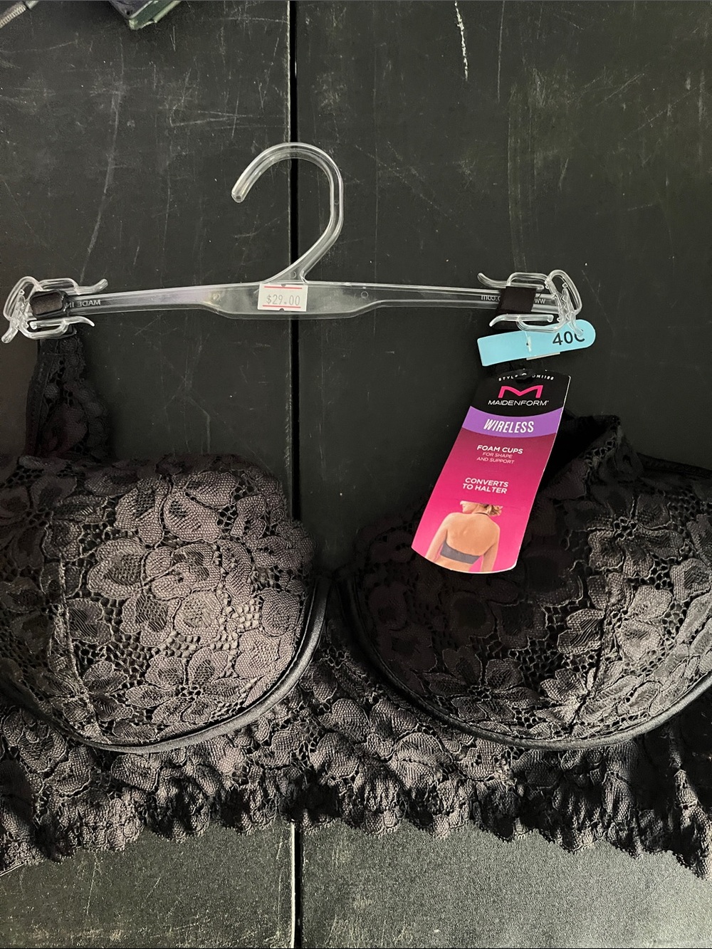 Maidenform Black Lace Wireless Bralette with Foam Cups